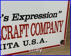 Vintage Cessna Aircraft Co Porcelain Sign Airplane Hangar Gas Station Motor Oil