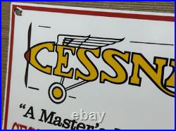Vintage Cessna Aircraft Co Porcelain Sign Airplane Hangar Gas Station Motor Oil