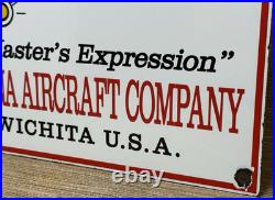 Vintage Cessna Aircraft Co Porcelain Sign Airplane Hangar Gas Station Motor Oil
