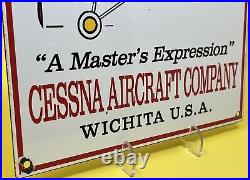 Vintage Cessna Airplanes Porcelain Sign Motor Oil Gas Hangar Aviation Aircraft