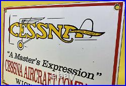 Vintage Cessna Airplanes Porcelain Sign Motor Oil Gas Station Pump Plate Hangar