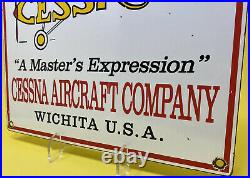 Vintage Cessna Airplanes Porcelain Sign Motor Oil Gas Station Pump Plate Hangar