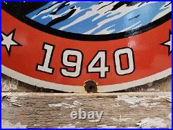 Vintage Champion Porcelain Sign 30 Outboard Motor Boat Lake Ocean Camp Gas Oil