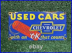 Vintage Chevrolet Porcelain Sign Chevy Auto Dealer Gas Station Motor Oil Service