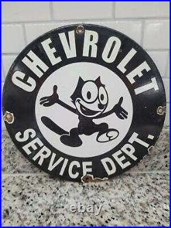 Vintage Chevrolet Porcelain Sign Felix Car Dealer Gas Motor Oil Sales Service