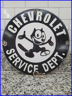 Vintage Chevrolet Porcelain Sign Felix Car Dealer Gas Motor Oil Sales Service
