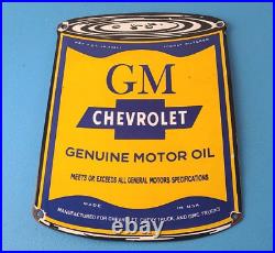 Vintage Chevrolet Sign General Motors Oil Can Gas Pump Porcelain Sign