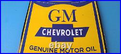 Vintage Chevrolet Sign General Motors Oil Can Gas Pump Porcelain Sign