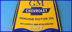 Vintage Chevrolet Sign General Motors Oil Can Gas Pump Porcelain Sign