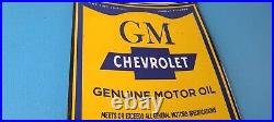 Vintage Chevrolet Sign General Motors Oil Can Gas Pump Porcelain Sign