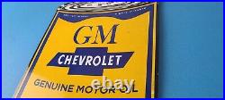 Vintage Chevrolet Sign General Motors Oil Can Gas Pump Porcelain Sign