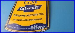 Vintage Chevrolet Sign General Motors Oil Can Gas Pump Porcelain Sign