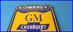 Vintage Chevrolet Sign General Motors Oil Can Gas Pump Porcelain Sign