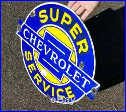 Vintage Chevrolet Trucks Super Service Motor Oil Gasoline Porcelain Metal Sign