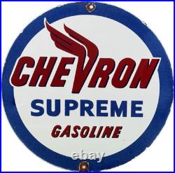 Vintage Chevron Gasoline Porcelain Sign Gas Station Pump Motor Oil Service
