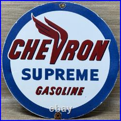 Vintage Chevron Gasoline Porcelain Sign Gas Station Pump Motor Oil Service