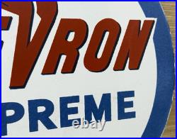 Vintage Chevron Gasoline Porcelain Sign Gas Station Pump Motor Oil Service