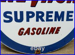 Vintage Chevron Gasoline Porcelain Sign Gas Station Pump Motor Oil Service