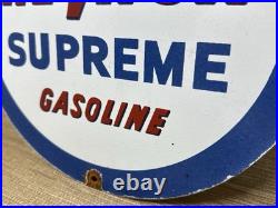 Vintage Chevron Gasoline Porcelain Sign Gas Station Pump Motor Oil Service