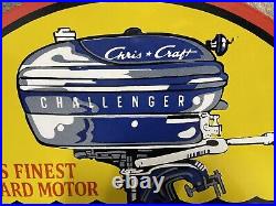 Vintage Chris Craft Porcelain Sign Gas & Oil Outboard Boat Motor Marine Service