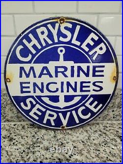 Vintage Chrysler Porcelain Sign Boat Marine Engine Gas Motor Oil Service Garage