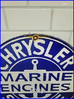 Vintage Chrysler Porcelain Sign Boat Marine Engine Gas Motor Oil Service Garage