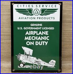 Vintage Cities Service Gasoline Porcelain Sign Gas Station Pump Motor Oil