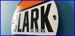 Vintage Clark Gasoline Porcelain Gas & Motor Oil Service Station Pump Plate Sign