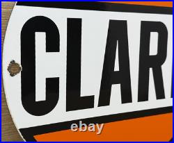 Vintage Clark Gasoline Porcelain Sign Gas Station Pump Plate Motor Oil Service Vintage Clark Gasoline Porcelain Sign Gas Station Pump Plate Motor Oil Service