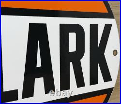 Vintage Clark Gasoline Porcelain Sign Gas Station Pump Plate Motor Oil Service Vintage Clark Gasoline Porcelain Sign Gas Station Pump Plate Motor Oil Service