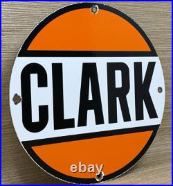 Vintage Clark Gasoline Porcelain Sign Gas Station Pump Plate Motor Oil Service Vintage Clark Gasoline Porcelain Sign Gas Station Pump Plate Motor Oil Service