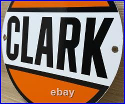 Vintage Clark Gasoline Porcelain Sign Gas Station Pump Plate Motor Oil Service Vintage Clark Gasoline Porcelain Sign Gas Station Pump Plate Motor Oil Service
