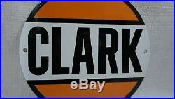 Vintage Clark Porcelain Sign Gas Motor Oil Metal Service Station Gasoline Rare