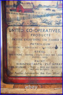 Vintage Co-op Motor Oil 2 Gallon metal Can with spout handy oiler farm RARE