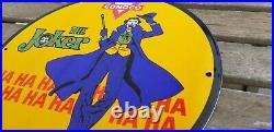 Vintage Conoco Gasoline Porcelain The Joker Comic Motor Oil Service Pump Sign