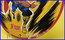 Vintage Conoco N-tane Gasoline Porcelain Thor Sign Motor Oil Marvel Comics Rare