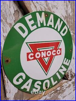 Vintage Conoco Porcelain Sign Gas Pump Plate Motor Oil Service Advertising 12