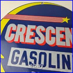 Vintage Crescent Gasoline Sign RPM Motor Oil Porcelain Gas Pump Station Sign