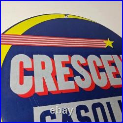 Vintage Crescent Gasoline Sign RPM Motor Oil Porcelain Gas Pump Station Sign