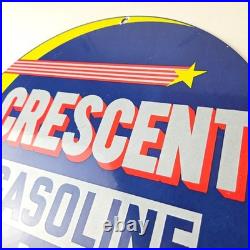 Vintage Crescent Gasoline Sign RPM Motor Oil Porcelain Gas Pump Station Sign