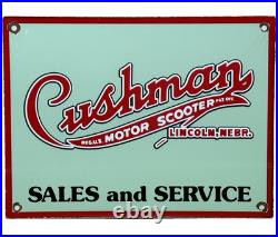 Vintage Cushman Motor Scooter Porcelain Sign Gas Station Motor Oil