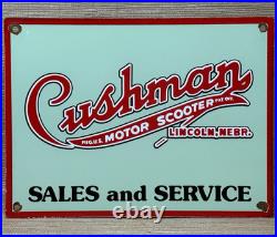 Vintage Cushman Motor Scooter Porcelain Sign Gas Station Motor Oil