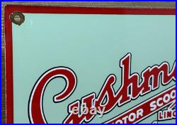 Vintage Cushman Motor Scooter Porcelain Sign Gas Station Motor Oil