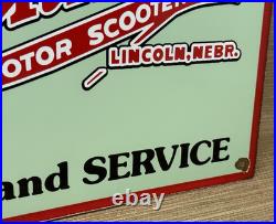 Vintage Cushman Motor Scooter Porcelain Sign Gas Station Motor Oil