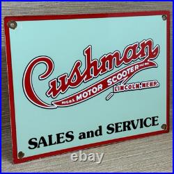 Vintage Cushman Motor Scooter Porcelain Sign Gas Station Motor Oil