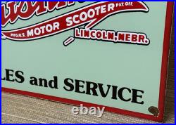 Vintage Cushman Motor Scooter Porcelain Sign Gas Station Motor Oil