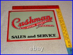 Vintage Cushman Motor Scooter Sales Service 1' Porcelain Metal Gasoline Oil Sign