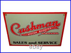 Vintage Cushman Motor Scooter Sales Service 1' Porcelain Metal Gasoline Oil Sign
