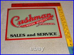 Vintage Cushman Motor Scooter Sales Service 1' Porcelain Metal Gasoline Oil Sign