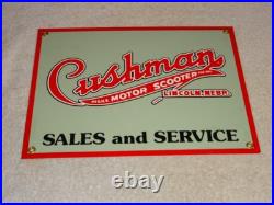 Vintage Cushman Motor Scooter Sales Service 1' Porcelain Metal Gasoline Oil Sign